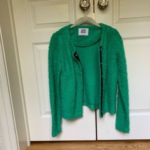 Green Vero Moda Fuzzy Cardigan